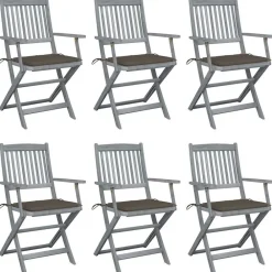 Maison Exclusive - Chaises pliables d'extérieur lot de 6 et coussins bois d'acacia Online