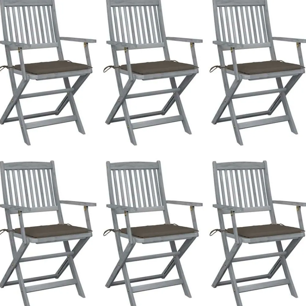 Maison Exclusive - Chaises pliables d'extérieur lot de 6 et coussins bois d'acacia Online