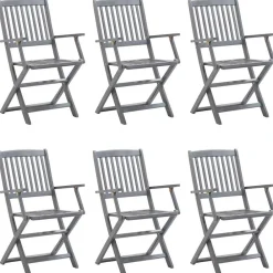 Maison Exclusive - Chaises pliables d'extérieur lot de 6 et coussins bois d'acacia Online