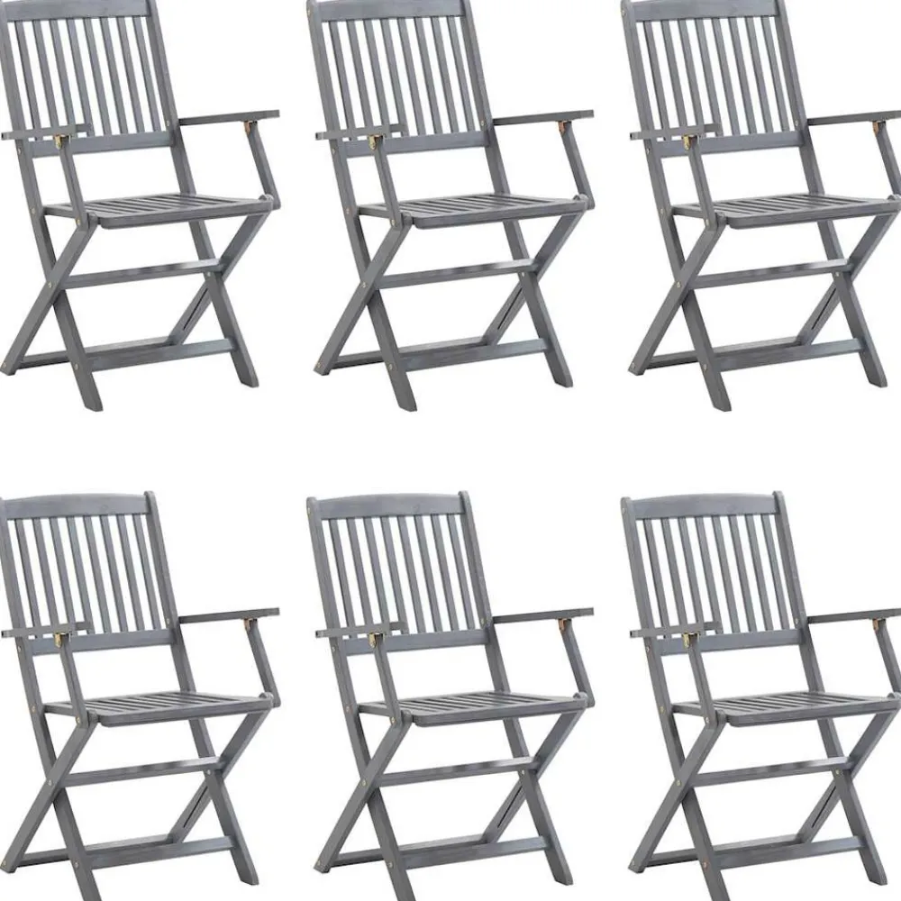 Maison Exclusive - Chaises pliables d'extérieur lot de 6 et coussins bois d'acacia Online