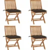 Maison Exclusive - Chaises pliables de jardin avec coussins lot de 4 teck solide Discount