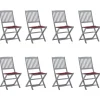 Maison Exclusive - Chaises pliables d'extérieur lot de 8 et coussins bois d'acacia Clearance