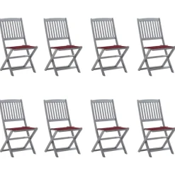 Maison Exclusive - Chaises pliables d'extérieur lot de 8 et coussins bois d'acacia Clearance
