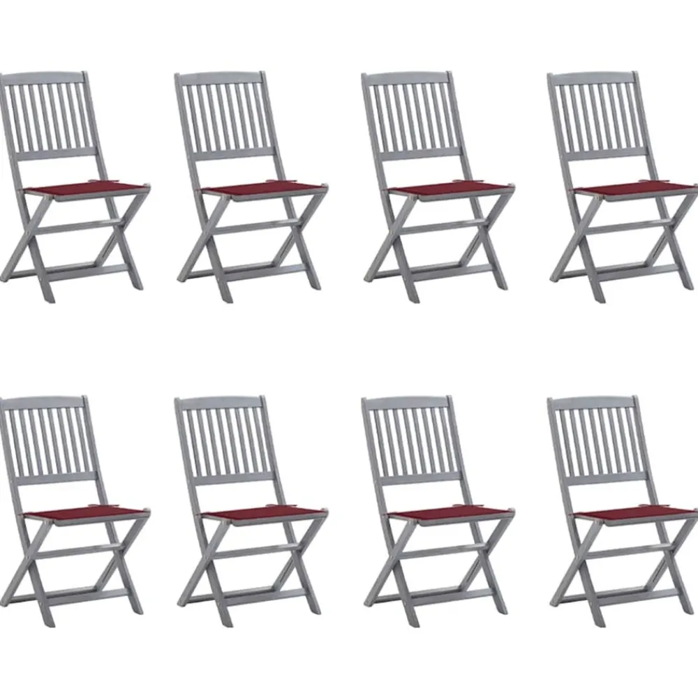 Maison Exclusive - Chaises pliables d'extérieur lot de 8 et coussins bois d'acacia Clearance