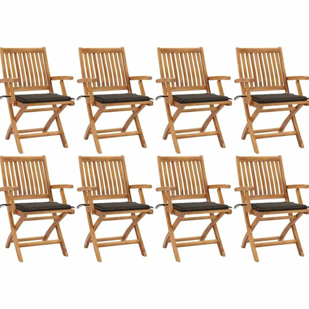 Maison Exclusive - Chaises pliables de jardin avec coussins lot de 8 teck solide Hot