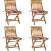 Maison Exclusive - Chaises pliables de jardin avec coussins lot de 4 teck solide Outlet