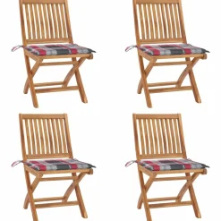 Maison Exclusive - Chaises pliables de jardin avec coussins lot de 4 teck solide Outlet