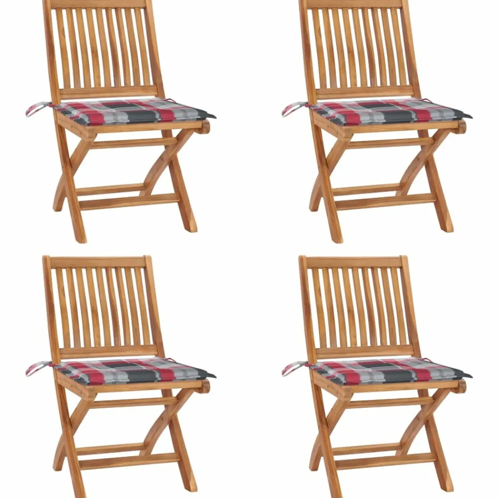 Maison Exclusive - Chaises pliables de jardin avec coussins lot de 4 teck solide Outlet