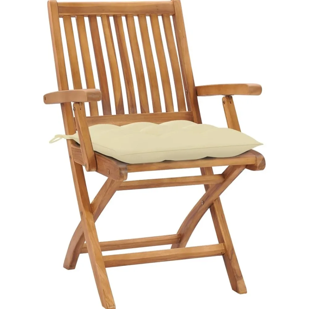 Maison Exclusive Tables Et Chaises De Jardin | - Chaises pliables de jardin avec coussins lot de 6 bois de teck