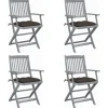 Maison Exclusive - Chaises pliables d'extérieur lot de 4 et coussins bois d'acacia