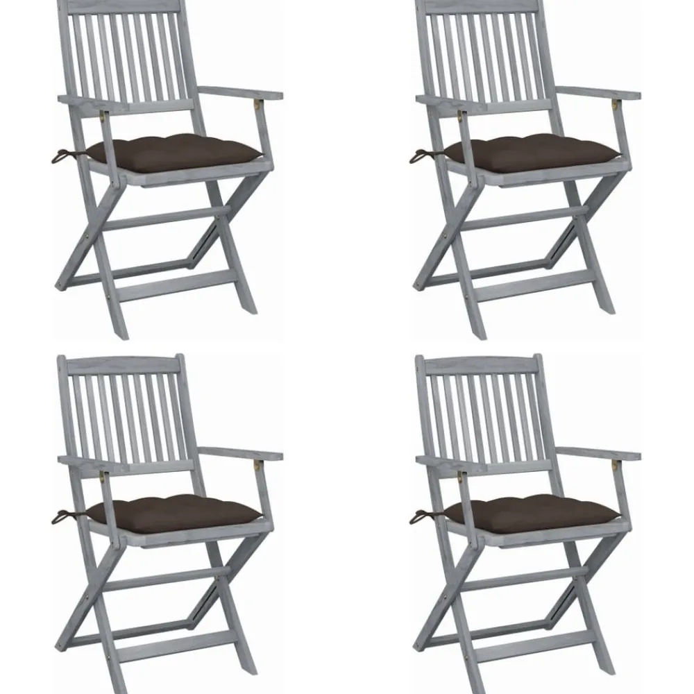 Maison Exclusive - Chaises pliables d'extérieur lot de 4 et coussins bois d'acacia