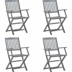 Maison Exclusive Tables Et Chaises De Jardin | - Chaises pliables d'extérieur lot de 8 et coussins bois d'acacia