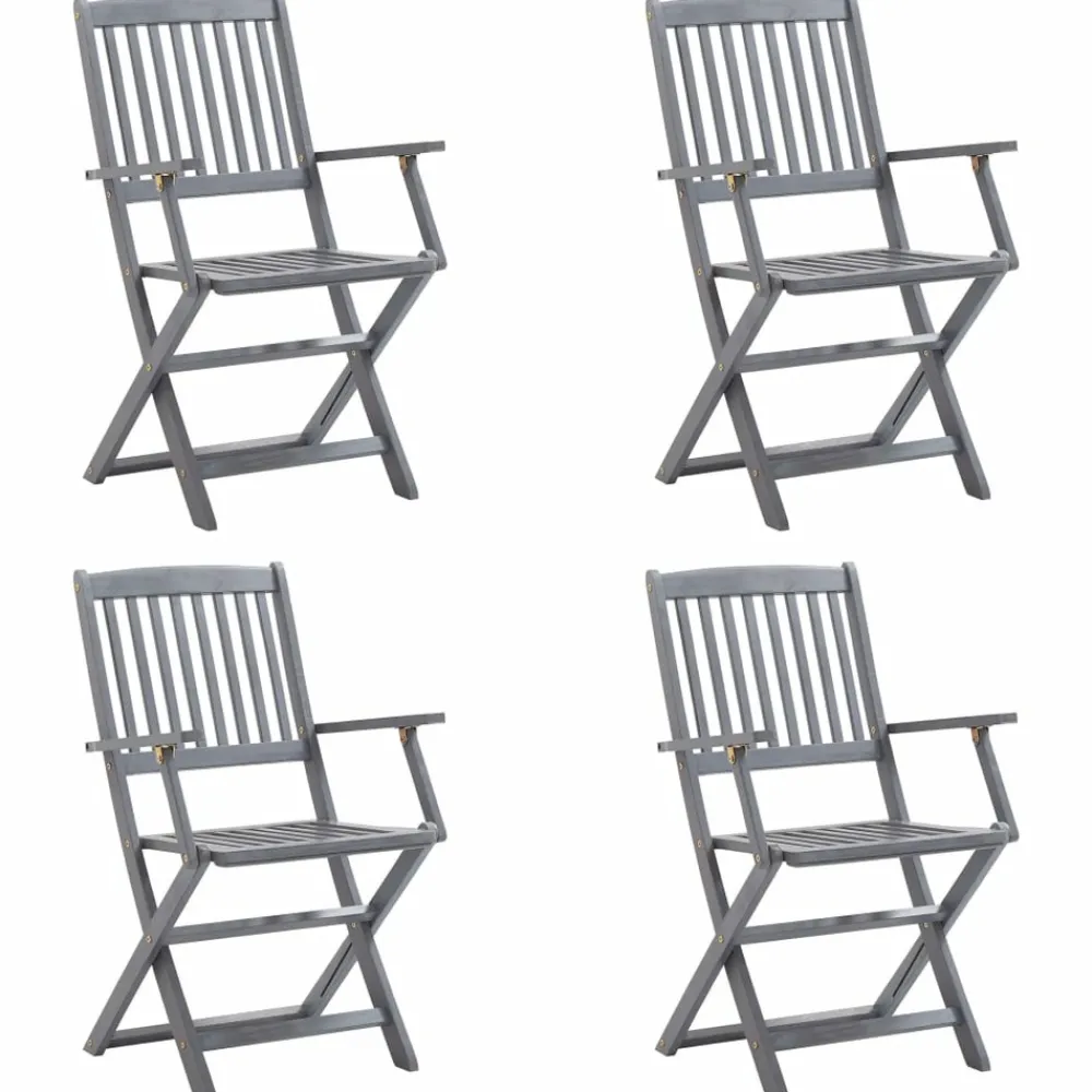 Maison Exclusive - Chaises pliables d'extérieur lot de 4 et coussins bois d'acacia