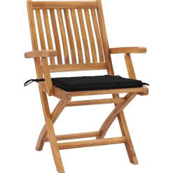 Maison Exclusive Tables Et Chaises De Jardin | - Chaises pliables de jardin avec coussins lot de 4 teck solide