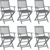 Maison Exclusive - Chaises pliables d'extérieur lot de 6 et coussins bois d'acacia