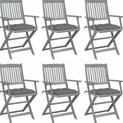 Maison Exclusive Tables Et Chaises De Jardin | - Chaises pliables d'extérieur lot de 8 et coussins bois d'acacia