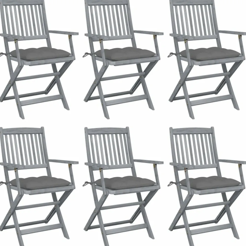 Maison Exclusive - Chaises pliables d'extérieur lot de 6 et coussins bois d'acacia