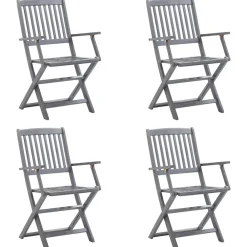 Maison Exclusive Tables Et Chaises De Jardin | - Chaises pliables d'extérieur lot de 4 et coussins bois d'acacia