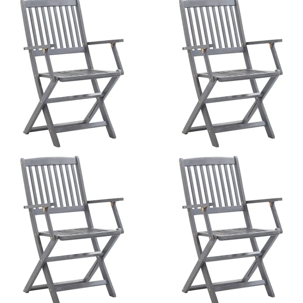 Maison Exclusive Tables Et Chaises De Jardin | - Chaises pliables d'extérieur lot de 4 et coussins bois d'acacia