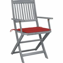 Maison Exclusive Tables Et Chaises De Jardin | - Chaises pliables d'extérieur lot de 4 et coussins bois d'acacia