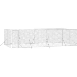Maison Exclusive Niches, Paniers Et Transports | - Chenil d'extérieur pour chiens argenté 8x4x2 m acier galvanisé