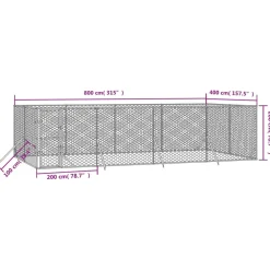 Maison Exclusive Niches, Paniers Et Transports | - Chenil d'extérieur pour chiens argenté 8x4x2 m acier galvanisé