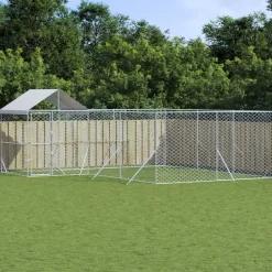 Maison Exclusive Niches, Paniers Et Transports | - Chenil d'extérieur pour chiens avec toit argenté 6x6x2,5 m