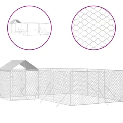 Maison Exclusive Niches, Paniers Et Transports | - Chenil d'extérieur pour chiens avec toit argenté 6x6x2,5 m