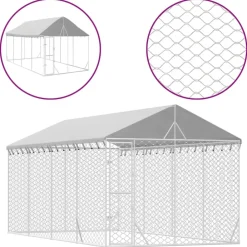 Maison Exclusive Niches, Paniers Et Transports | - Chenil d'extérieur pour chiens avec toit argenté 3x6x2,5 m