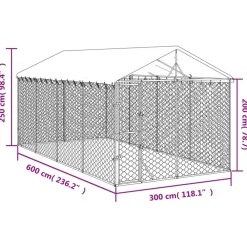 Maison Exclusive Niches, Paniers Et Transports | - Chenil d'extérieur pour chiens avec toit argenté 3x6x2,5 m