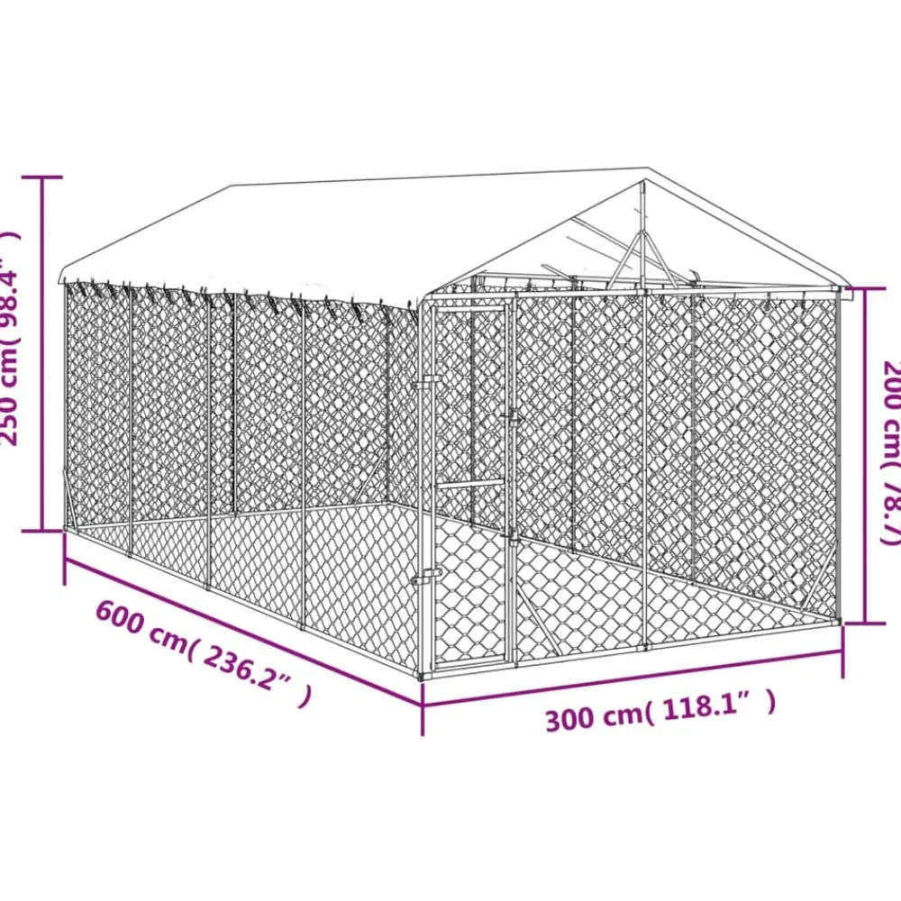 Maison Exclusive Niches, Paniers Et Transports | - Chenil d'extérieur pour chiens avec toit argenté 3x6x2,5 m