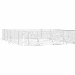 Maison Exclusive Niches, Paniers Et Transports | - Chenil d'extérieur pour chiens argenté 8x12x2 m acier galvanisé