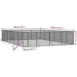Maison Exclusive Niches, Paniers Et Transports | - Chenil d'extérieur pour chiens argenté 8x12x2 m acier galvanisé