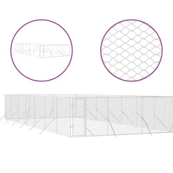Maison Exclusive Niches, Paniers Et Transports | - Chenil d'extérieur pour chiens argenté 6x14x2 m acier galvanisé