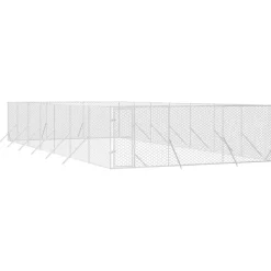 Maison Exclusive Niches, Paniers Et Transports | - Chenil d'extérieur pour chiens argenté 6x14x2 m acier galvanisé
