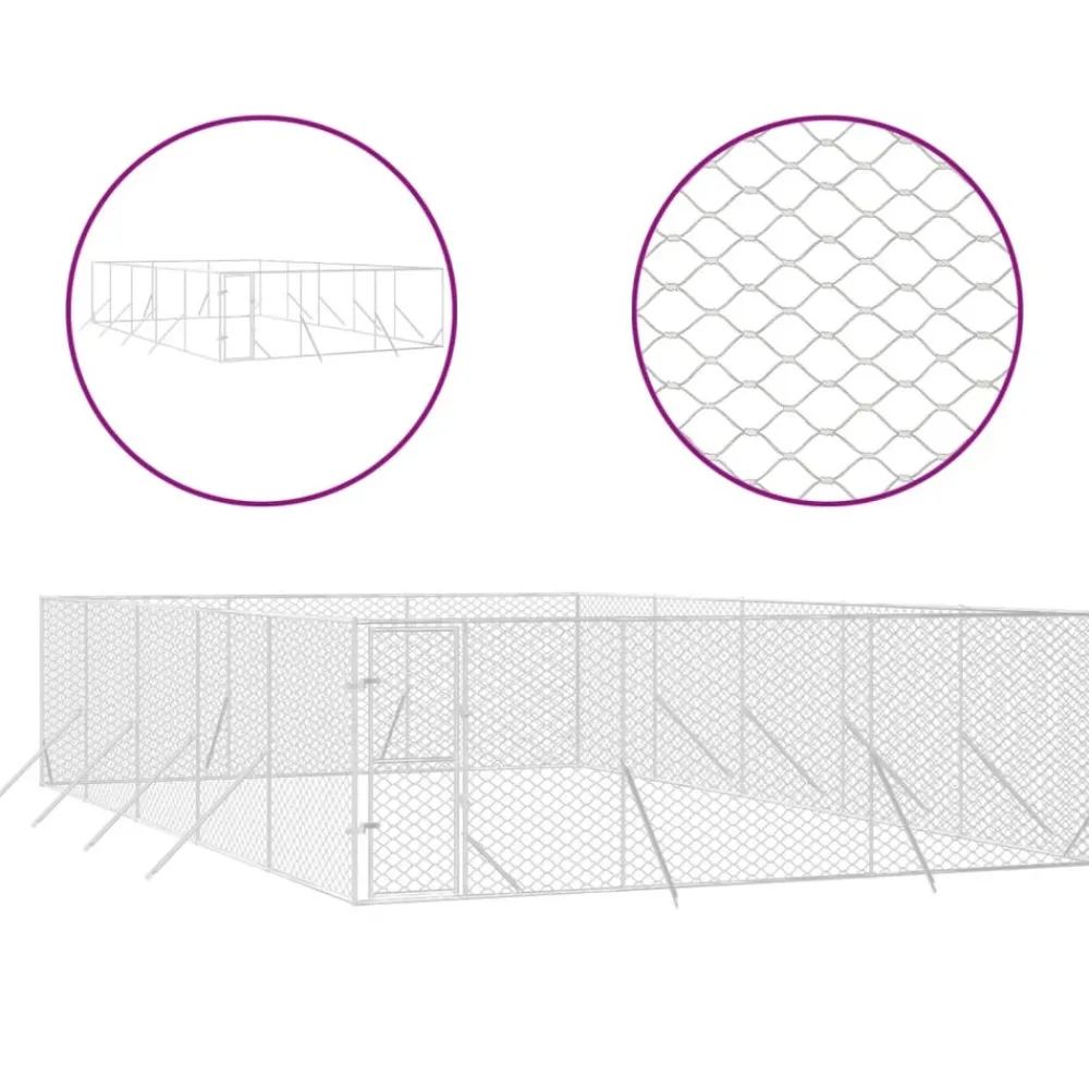 Maison Exclusive - Chenil d'extérieur pour chiens argenté 6x10x2 m acier galvanisé