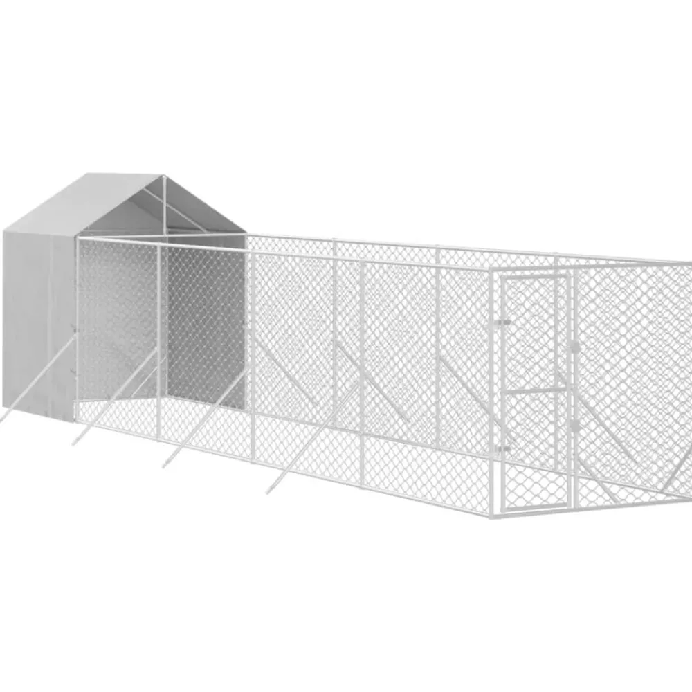 Maison Exclusive Niches, Paniers Et Transports | - Chenil d'extérieur pour chiens avec toit argenté 2x10x2,5 m