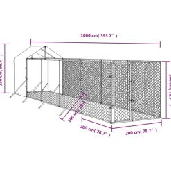 Maison Exclusive Niches, Paniers Et Transports | - Chenil d'extérieur pour chiens avec toit argenté 2x10x2,5 m