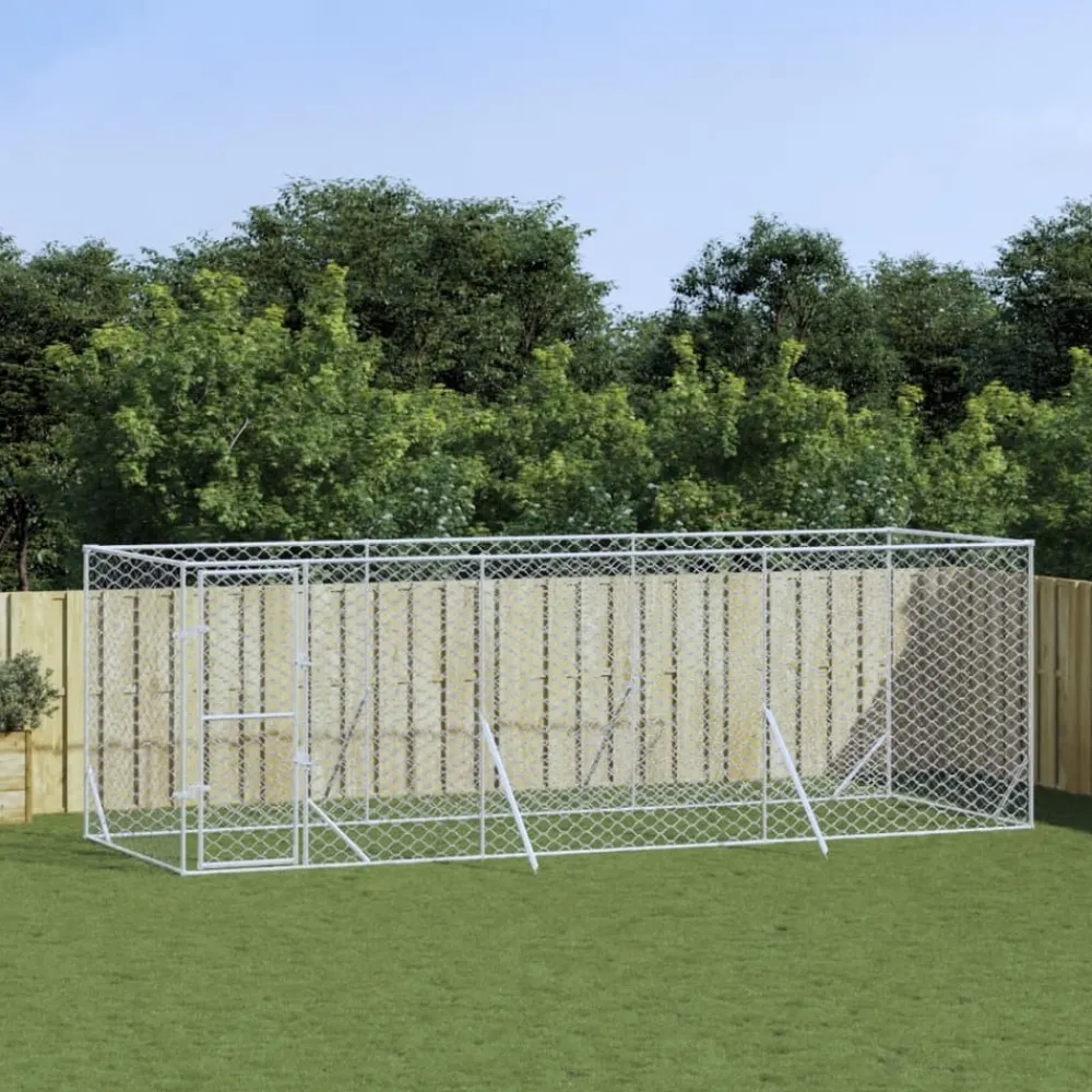 Maison Exclusive Niches, Paniers Et Transports | - Chenil d'extérieur pour chiens argenté 6x2x2 m acier galvanisé