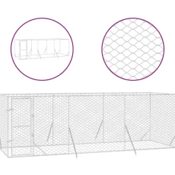 Maison Exclusive Niches, Paniers Et Transports | - Chenil d'extérieur pour chiens argenté 6x2x2 m acier galvanisé