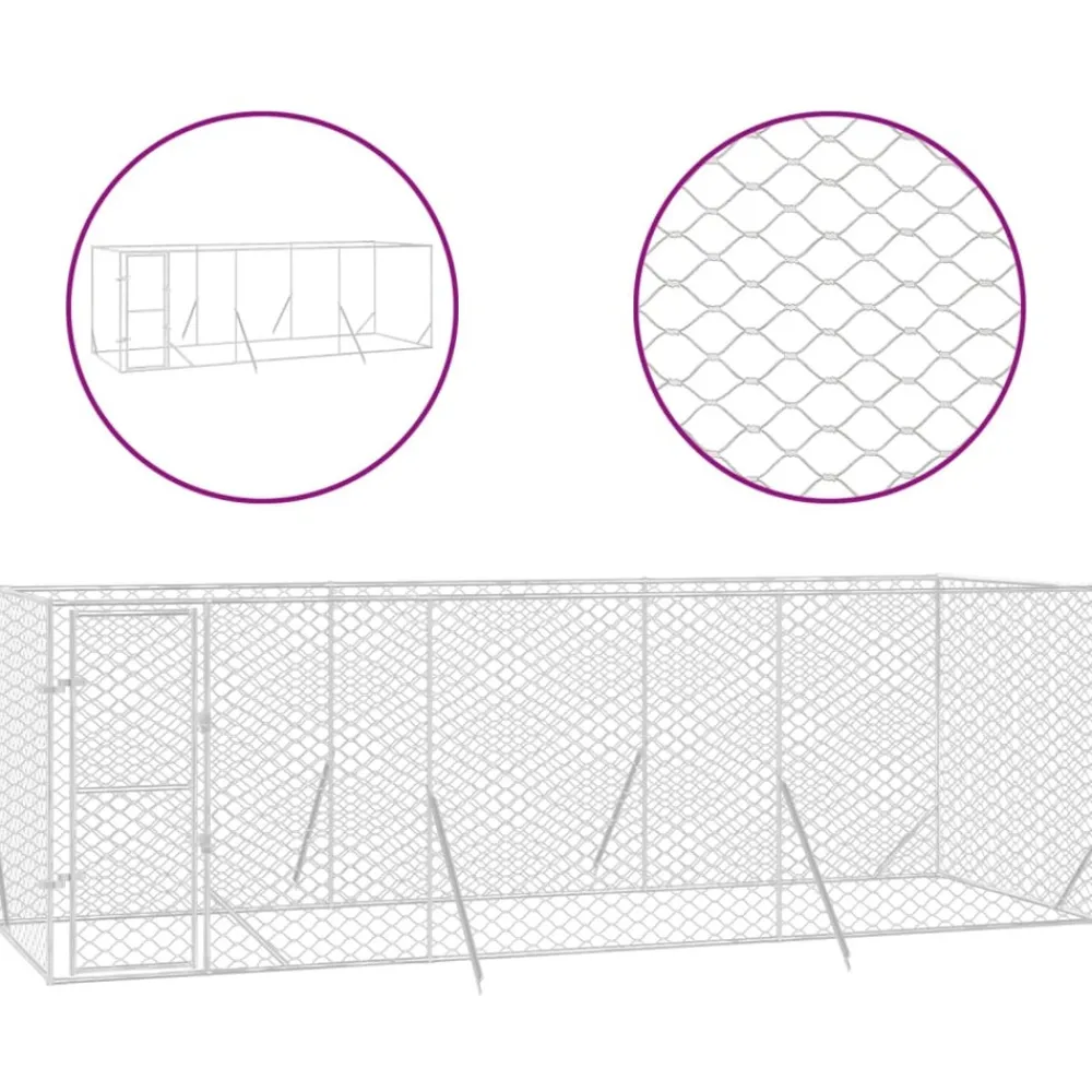 Maison Exclusive Niches, Paniers Et Transports | - Chenil d'extérieur pour chiens argenté 6x2x2 m acier galvanisé