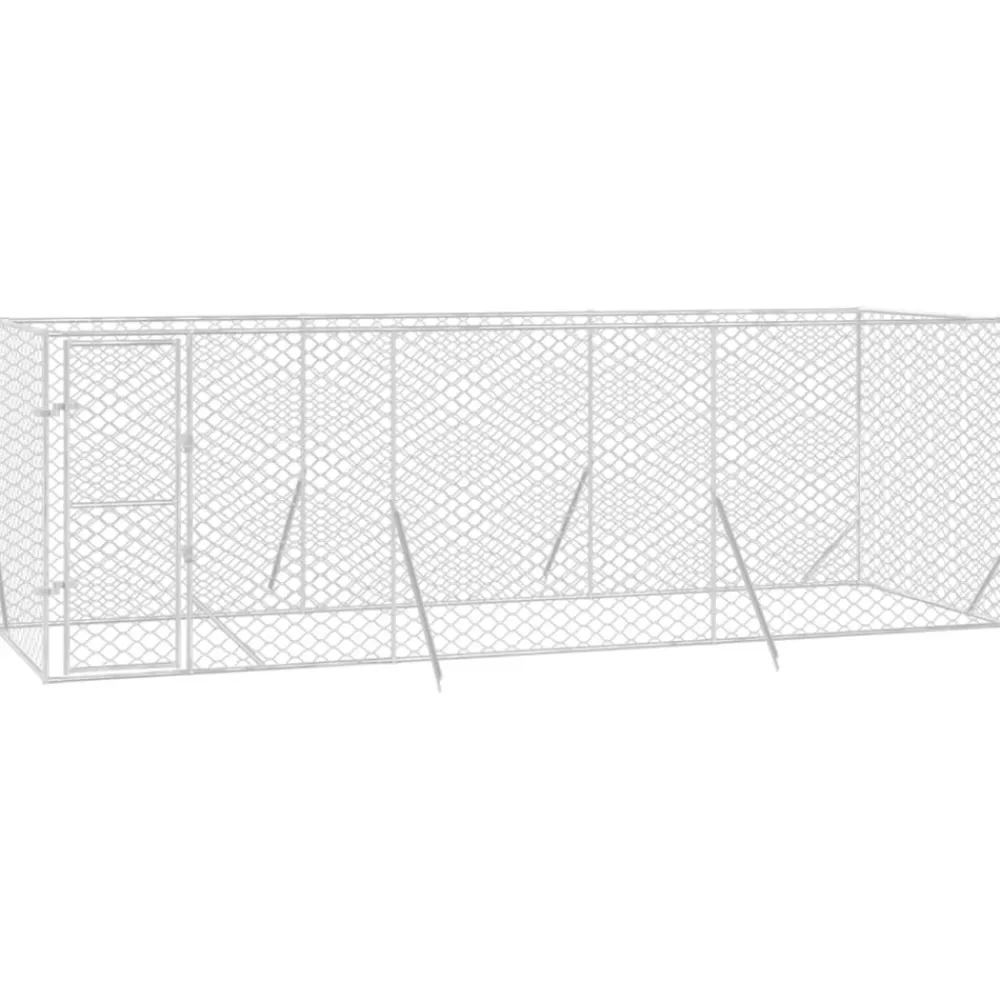 Maison Exclusive Niches, Paniers Et Transports | - Chenil d'extérieur pour chiens argenté 6x2x2 m acier galvanisé
