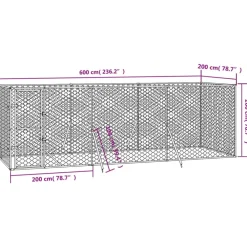 Maison Exclusive Niches, Paniers Et Transports | - Chenil d'extérieur pour chiens argenté 6x2x2 m acier galvanisé