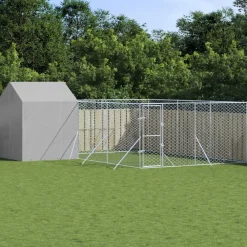 Maison Exclusive Niches, Paniers Et Transports | - Chenil d'extérieur pour chiens avec toit argenté 6x6x2,5 m