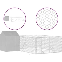 Maison Exclusive Niches, Paniers Et Transports | - Chenil d'extérieur pour chiens avec toit argenté 6x6x2,5 m