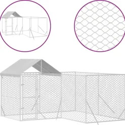 Maison Exclusive Niches, Paniers Et Transports | - Chenil d'extérieur pour chiens avec toit argenté 4x4x2,5 m