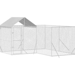 Maison Exclusive Niches, Paniers Et Transports | - Chenil d'extérieur pour chiens avec toit argenté 4x4x2,5 m
