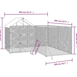Maison Exclusive Niches, Paniers Et Transports | - Chenil d'extérieur pour chiens avec toit argenté 4x4x2,5 m