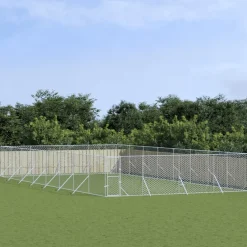 Maison Exclusive Niches, Paniers Et Transports | - Chenil d'extérieur pour chiens argenté 8x16x2 m acier galvanisé