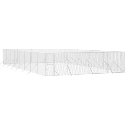 Maison Exclusive Niches, Paniers Et Transports | - Chenil d'extérieur pour chiens argenté 8x16x2 m acier galvanisé